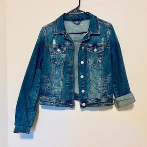 Women's Distressed Cropped Jean Jacket Size M